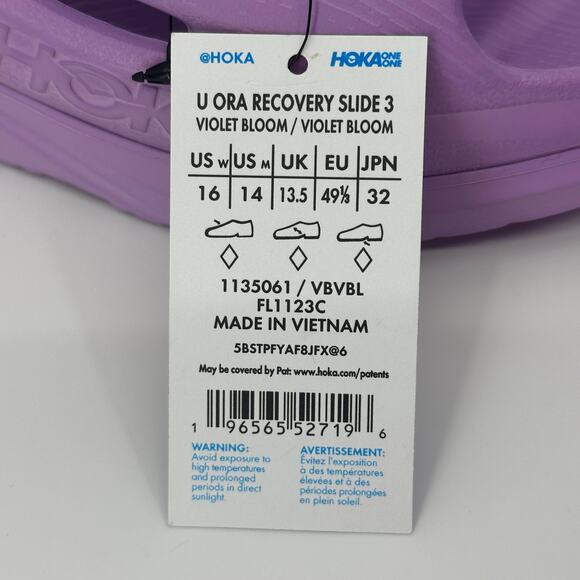 Hoka One One Men\'s Ora Recovery Slide 3 Slip On Sandals Violet Bloom Size 14 main image 11